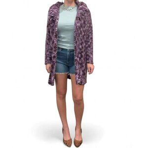 Purple Long Knit Cardigan Sweater Y2K Boho Cottagecore – Size M